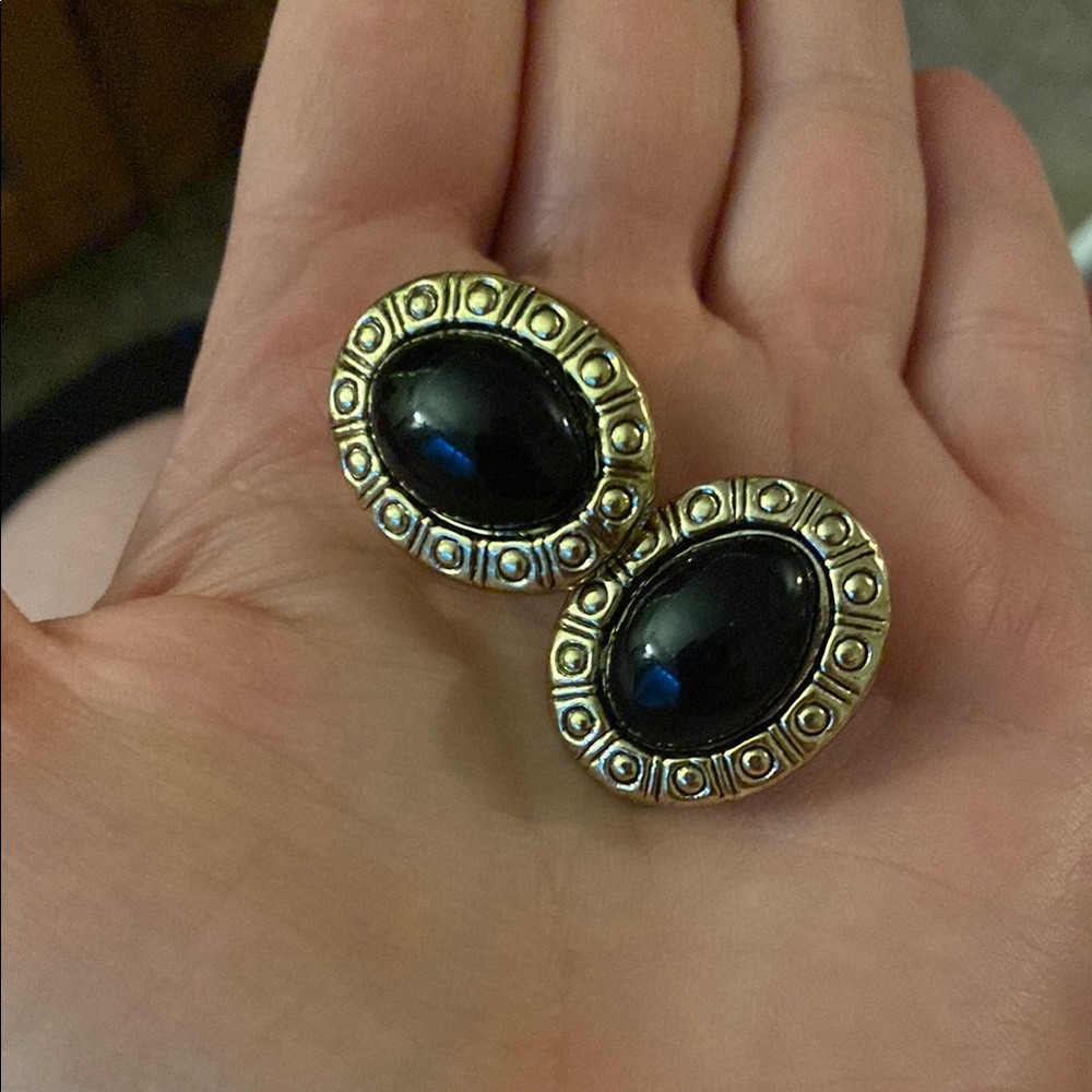 Elegant Black and Gold Earrings